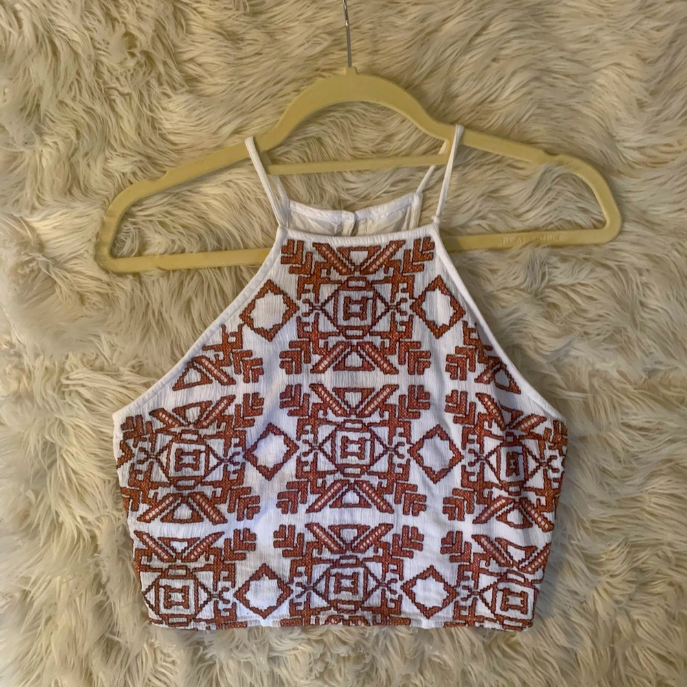 🧡🤍🤎ABERCROMBIE & FITCH CROPPED HALTER TOP